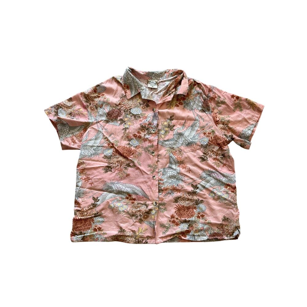 Go Barefoot Trader Joe’s women’s XXL button down Hawaiian shirt